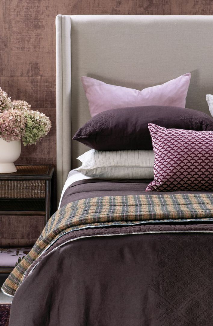 Bianca Lorenne - Sashiko Bedspread Pillowcase and Eurocase Sold Separately - Mulberry image 1